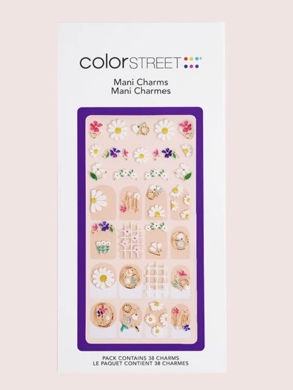 Color Street “Secret Garden” Floral Nail Charms in Pink, White & Gold Accents